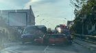 Accident grav, coliziune între o maşină şi un microbuz cu pasageri