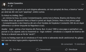 Andrei Caramitru zice că Ortodoxia e un fel de sectă: