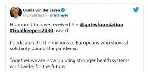 Bill Gates a premiat-o pe Ursula von der Leyen: