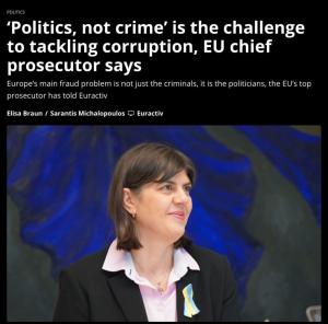 Conducerea UE e acuzată de Laura Codruța Kovesi că încearcă să mușamalizeze scandaluri de corupție
