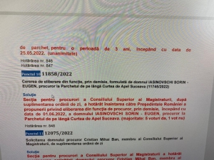 Demisie a procurorului de la Parchetul de pe lângă Curtea de Apel Suceava