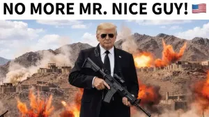 Donald Trump a postat o poză în rolul de 'Terminator' și avertizează Iranul că s-a terminat cu amabilitatea