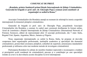 S-a constituit Rețeaua Internațională de Științe Criminalistice iar România e membru ondator