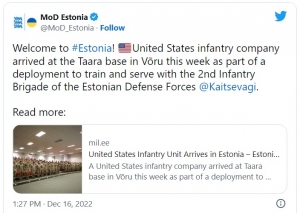 SUA trimit o unitate de infanterie la o bază din Estonia la doar câțiva kilometri de granița cu Rusia