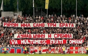 Suporterii celei mai iubite echipe sârbești, mesaj clar: „Românul are doar trei prieteni: Dunărea, codrul și Serbia. Vă mulțumesc, frați români