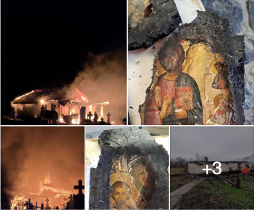 Frații Tate reconstruiesc biserica în care chipurile sfinților n-au ars la incendiul de la începutul anului