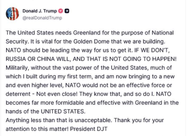 Președintele american Donald Trump a făcut apel la NATO pentru a accepta preluarea Groenlandei de către SUA