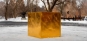 Cub realizat din 186 de kilograme de aur pur, amplasat într-un parc din New York. Valoarea colosală estimată
