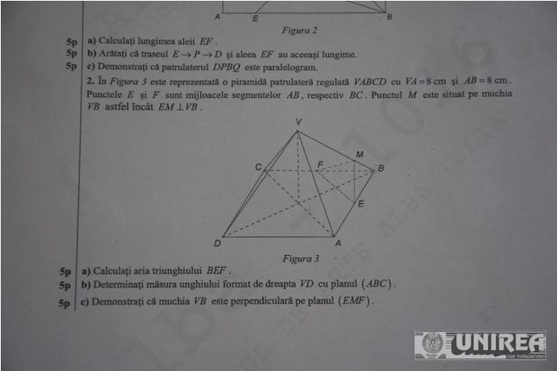 BACALAUREAT 2016 - 6 iulie. MODEL DE SUBIECT LA MATEMATICĂ și barem EDU