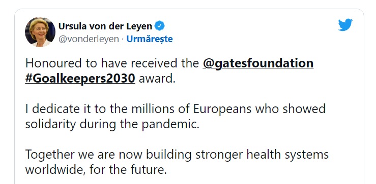 Bill Gates a premiat-o pe Ursula von der Leyen: