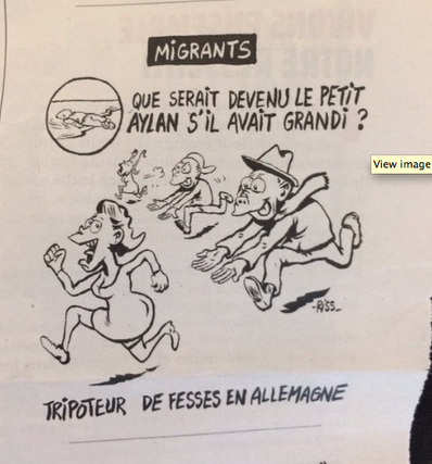 Caricatura socanta in Charlie Hebdo: Ce ar fi ajuns daca ar fi crescut mare? Pipaitor de funduri in Germania
