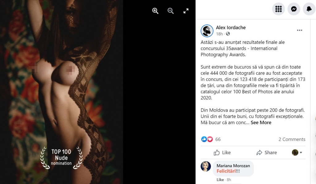 Cele mai bune 100 imagini nud din lume. Creatia unui basarabean aleasa din 444.000 de fotografii acceptate in concurs