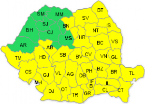 COD GALBEN de ploi însemnate, ninsori și polei, până sâmbătă la ora 12.00. Judetele vizate