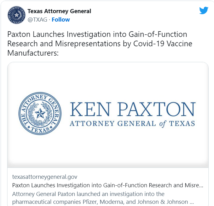 Covid in laborator: Procurorul general al Texasului lansează o investigație privind cercetările de tip Gain-of-Function!