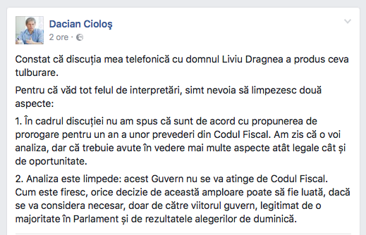 Dacian Ciolos nu a acceptat sa amane reducerea unor taxe: