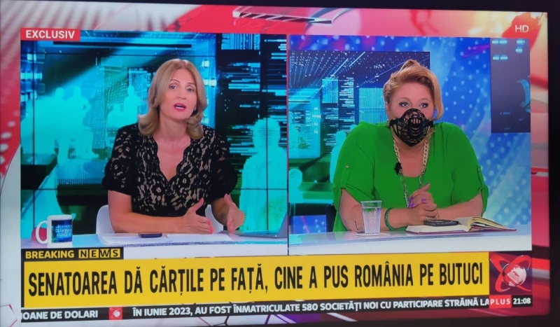 Diana Șoșoacă și-a pus botniță la Realitatea Plus în semn de 