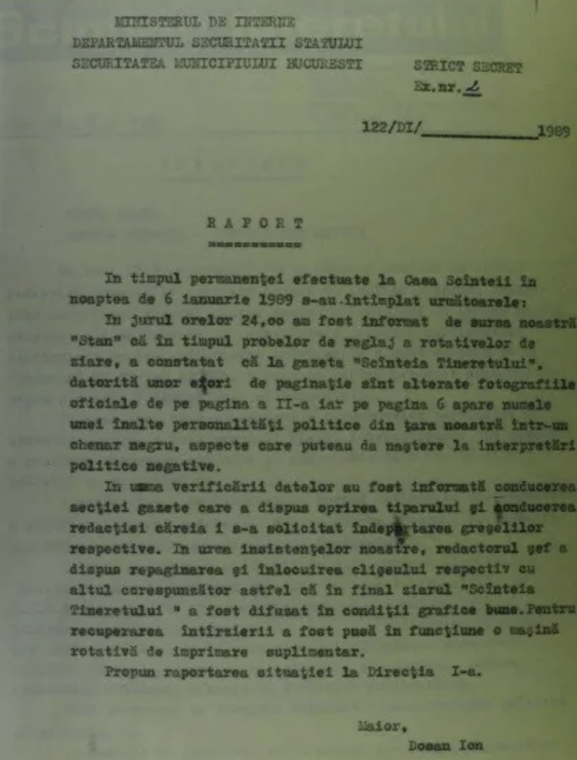 Document CNSAS exploziv: Ceaușescu "mort și îngropat" în Scânteia Tineretului - intervenție de urgență a Securității în toiul nopții
