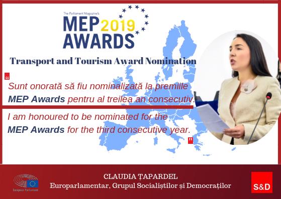 Europarlamentarul social-democrat Claudia Țapardel nominalizat la premiile MEP AWARDS