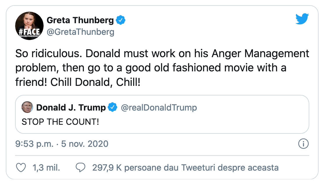Greta Thunberg l-a ridiculizat pe Donald Trump: 
