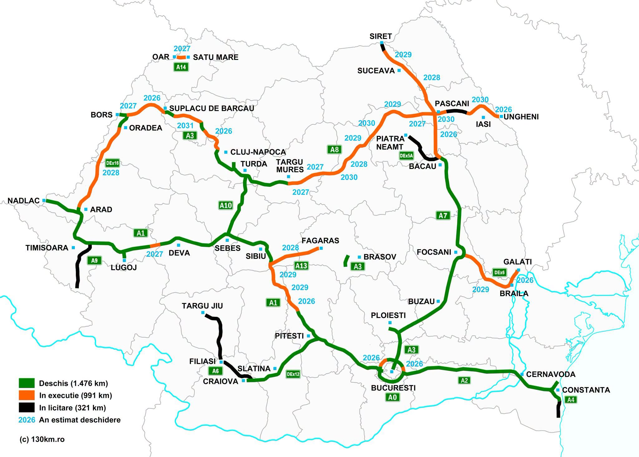 Harta autostrăzilor și drumurilor expres din România actualizate în august 2026