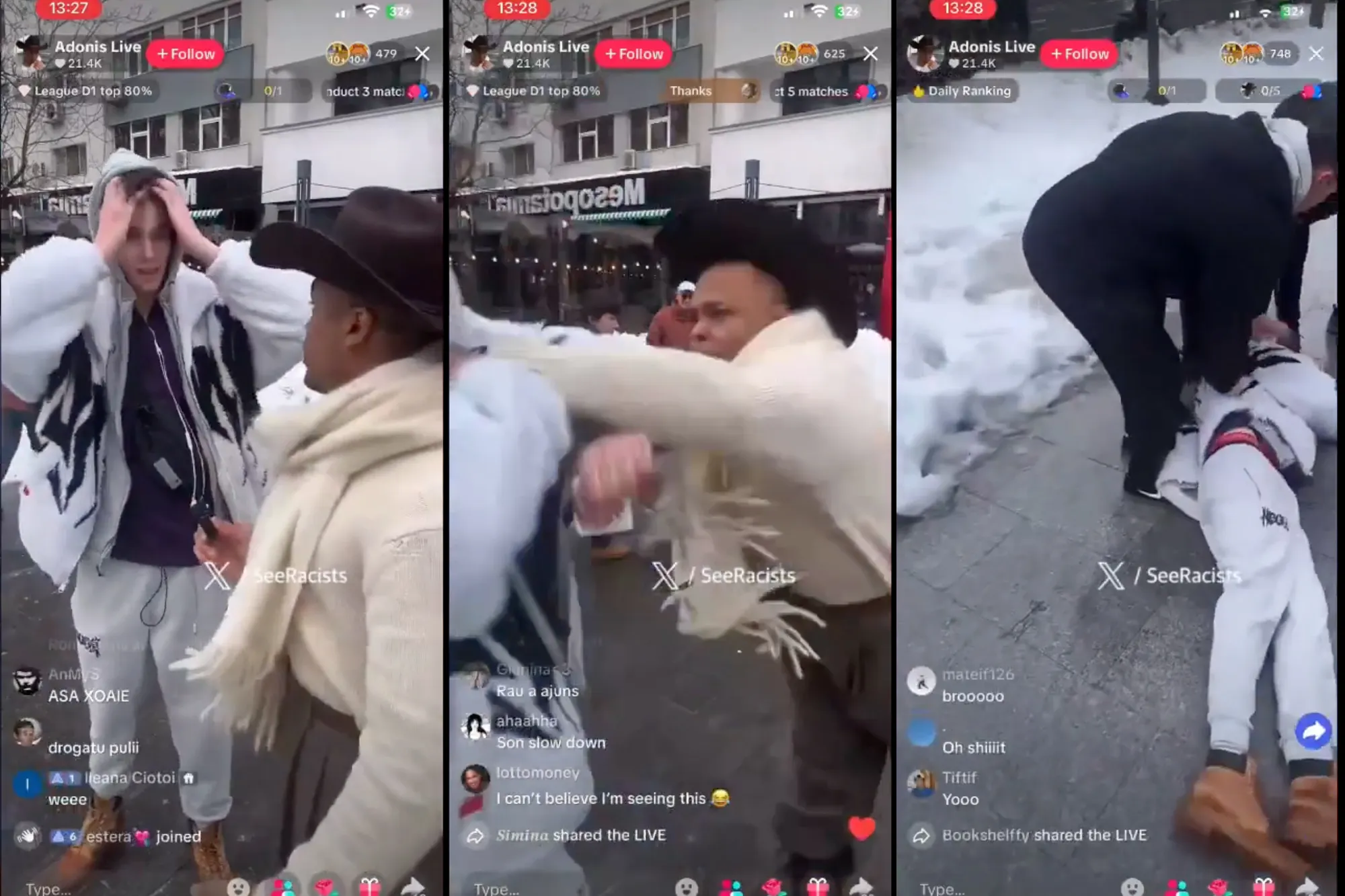 Influencerul american Adonis Live a lovit un tânăr, în direct, pe TikTok în Piața Romană. Bărbatul a fost reținut de polițiști