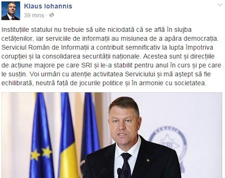 Klaus și liderii politici subordonează interesul cetățenilor serviciilor secrete, în special SRI