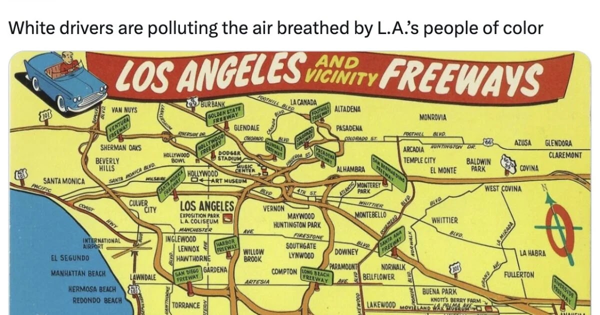 LA Times spune că șoferii albi provoacă poluarea aerului în Los Angeles, ceea ce are un impact negativ asupra persoanelor de culoare!
