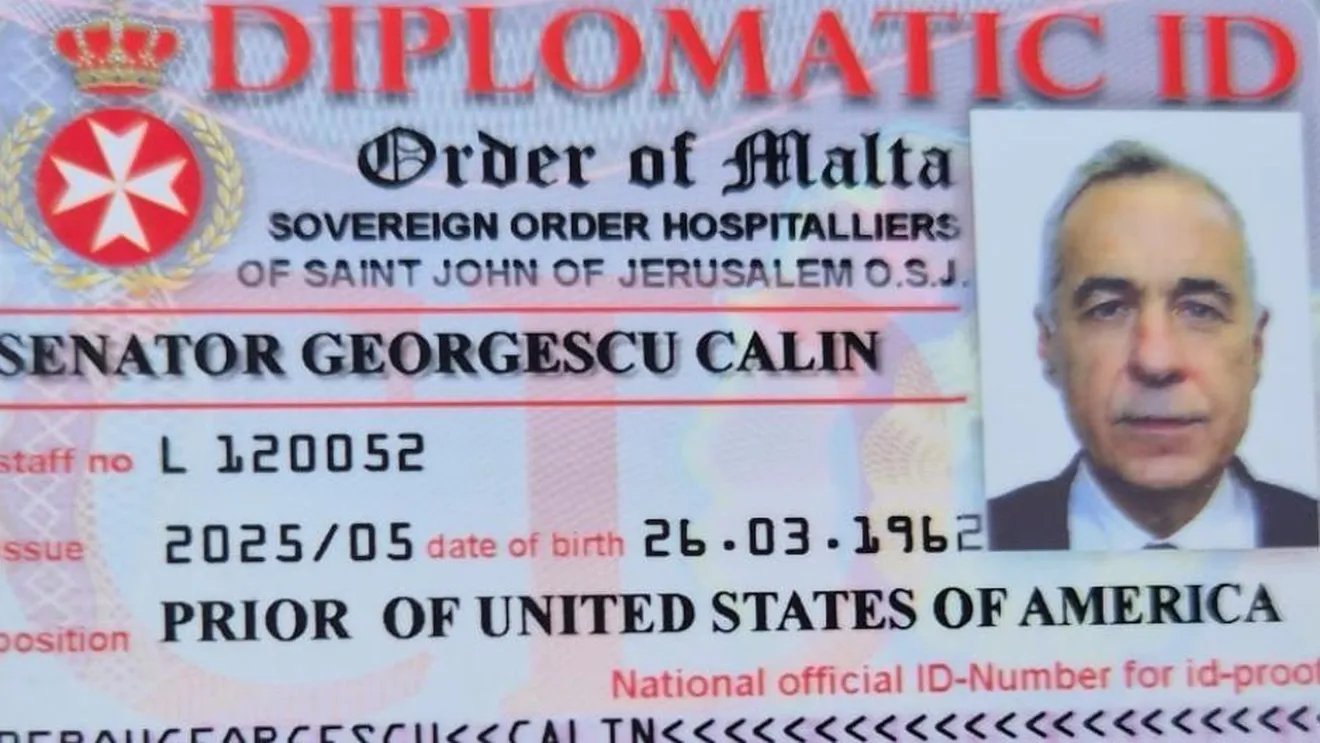 Legitimatia lui Călin Georgescu legată de Ordinul Suveran de Malta este un fals. Rămâne de văzut dacă a și fost folosită