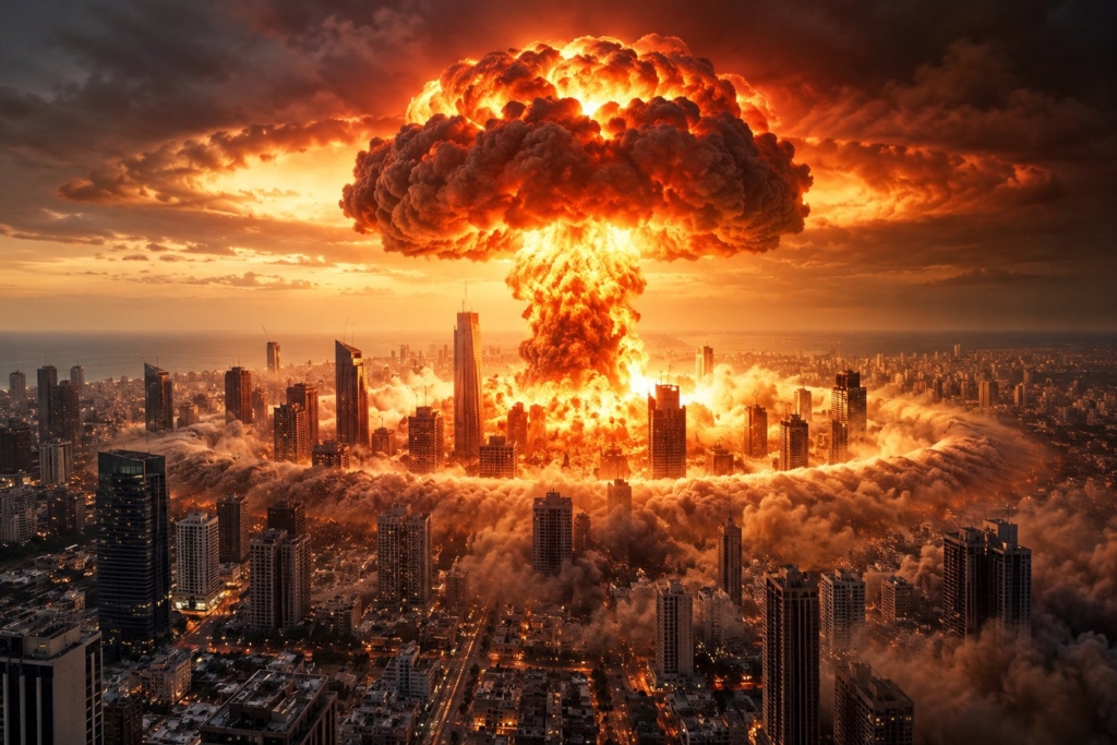 Netanyahu publică o imagine generată de AI cu o explozie atomică deasupra Tel Avivului. Zeci de mii de israelieni din diaspora se întorc în țară pentru a vota împotriva lui
