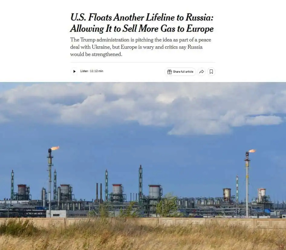 NYT: SUA propun Europei să reia achiziționarea de gaze rusești
