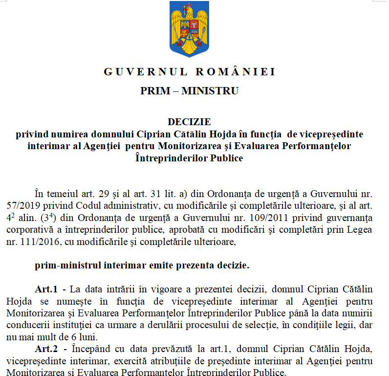 O ilegalitate imensa la AMEPIP: Cu o depăsire a termenului de doua luni, incompetentul Cătălin Hojda e (re)numit la conducerea interimară in ciuda Comisiei Europene