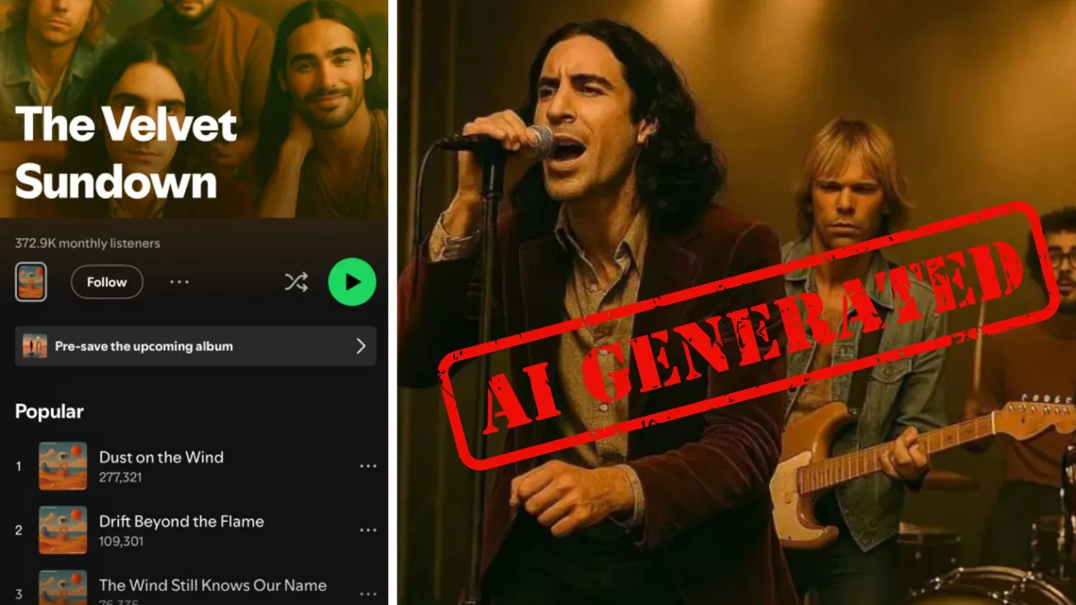 O trupă rock cu peste un milion de fani pe Spotify s-a dovedit a fi generată de AI