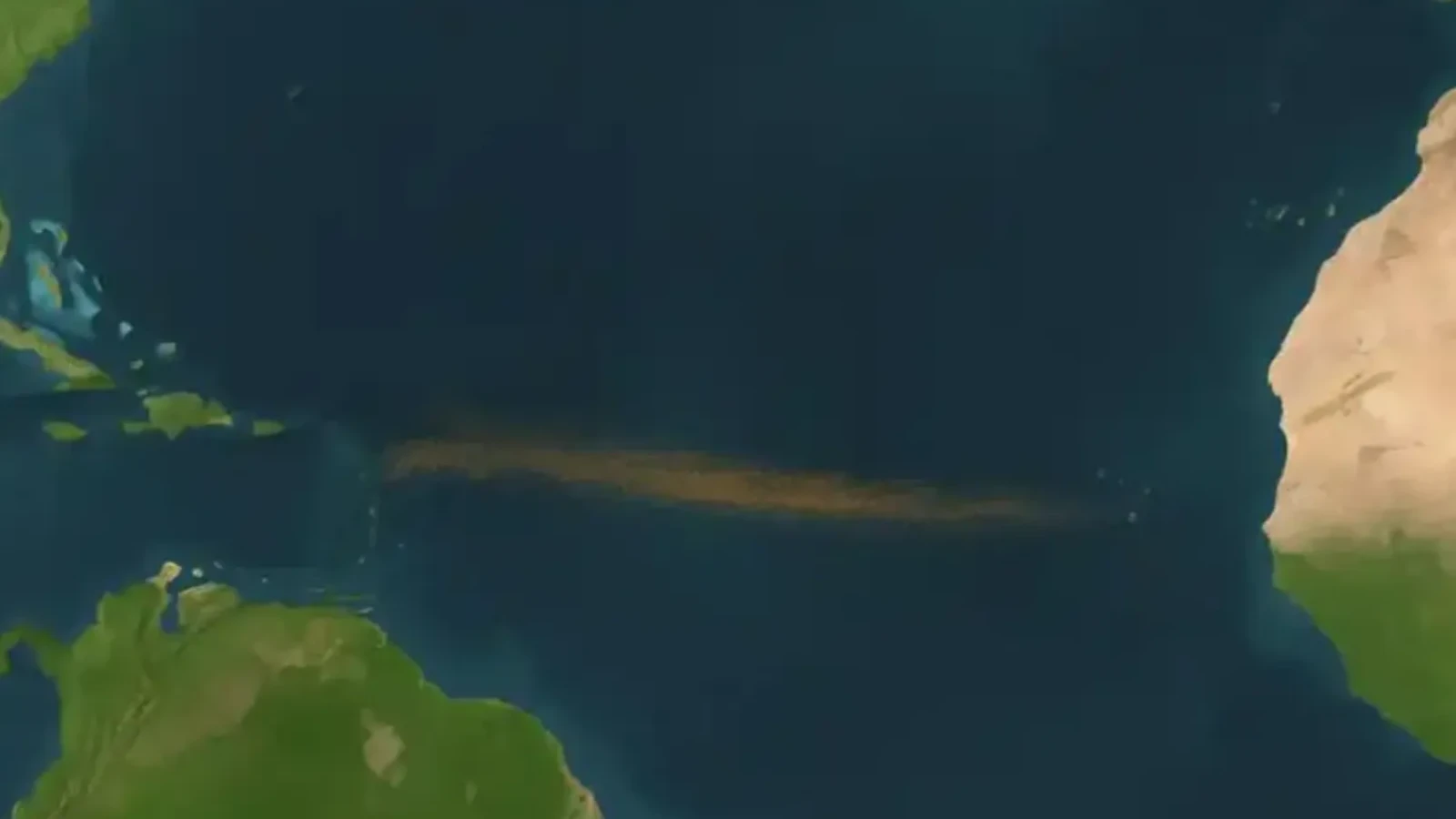 O uriașă creatură maro cu lățimea aproape dublă față de continentul SUA se vede clar din spațiu în Oceanul Atlantic
