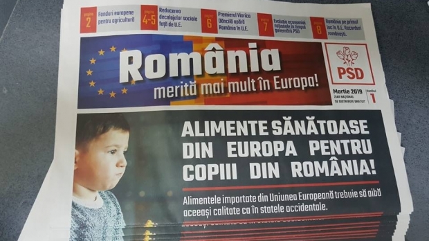Pliante de promovare a PSD pentru europarlamentare, distribuite de Poşta Română