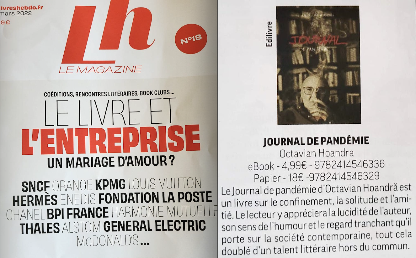Prestigioasa Livres Hebdo prezintă
