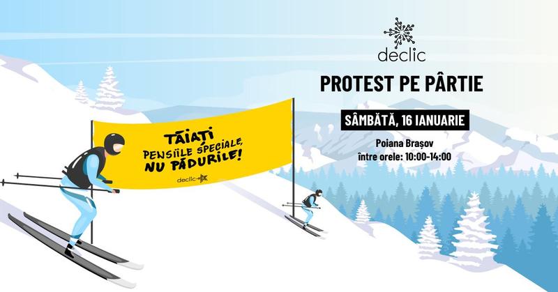 Protest pe schiuri în Poiana Braşov: 