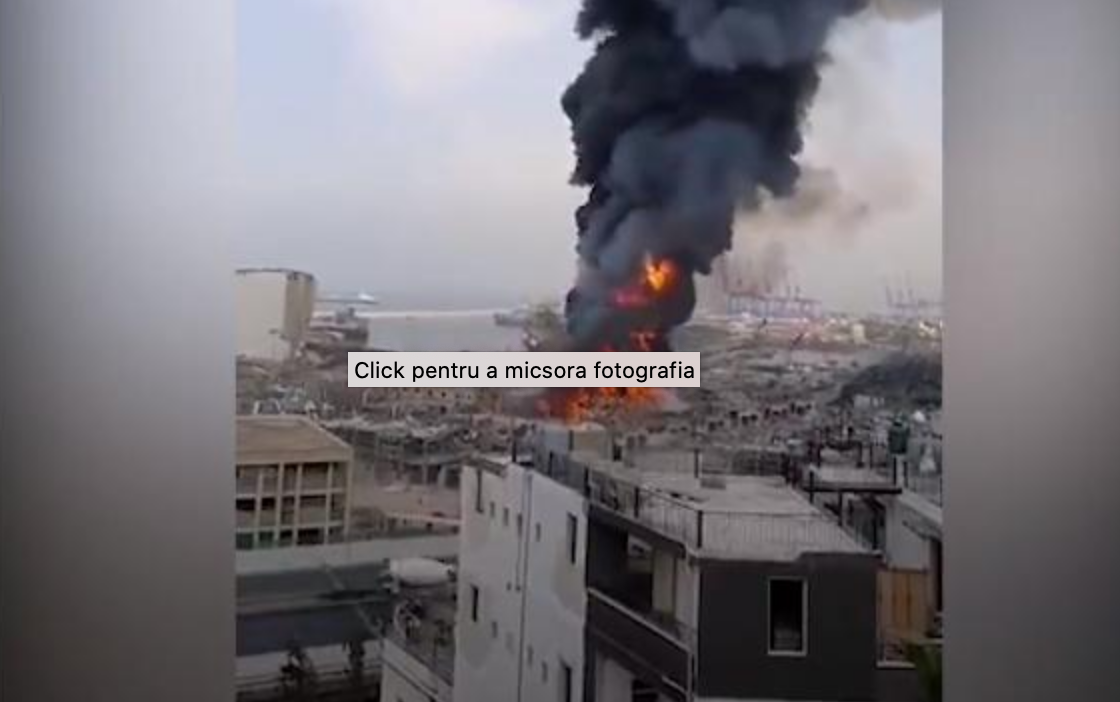 Un nou incendiu în portul din Beirut, la doar o lună de la explozia care a omorât peste 190 de oameni