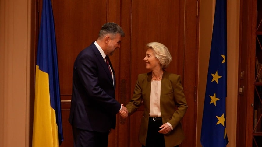 Ursula von der Leyen e mulțumită de Marcel Ciolacu
